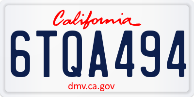 CA license plate 6TQA494