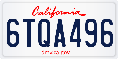 CA license plate 6TQA496