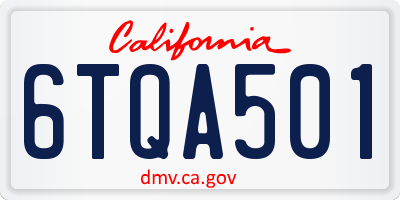 CA license plate 6TQA501