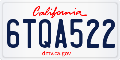 CA license plate 6TQA522
