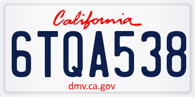 CA license plate 6TQA538