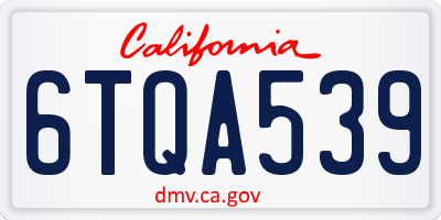 CA license plate 6TQA539