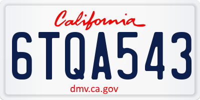 CA license plate 6TQA543