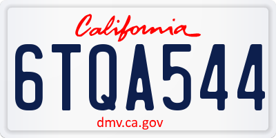 CA license plate 6TQA544