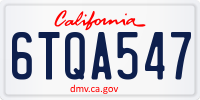 CA license plate 6TQA547