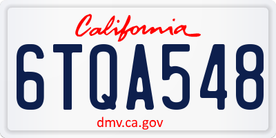 CA license plate 6TQA548