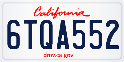 CA license plate 6TQA552