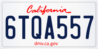 CA license plate 6TQA557