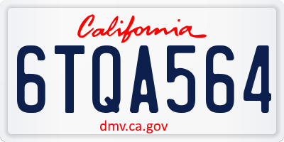 CA license plate 6TQA564