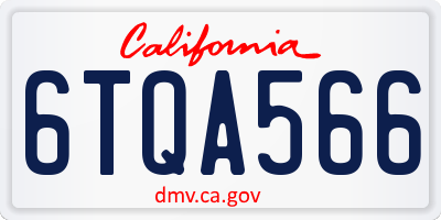 CA license plate 6TQA566