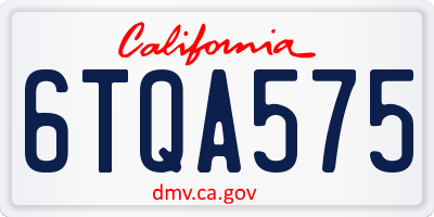 CA license plate 6TQA575