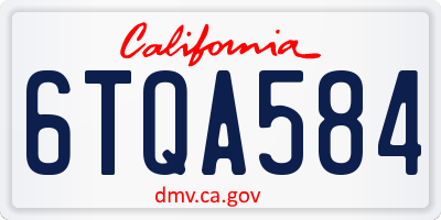 CA license plate 6TQA584