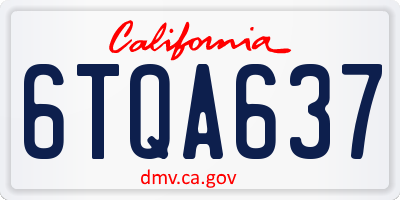CA license plate 6TQA637
