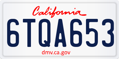 CA license plate 6TQA653