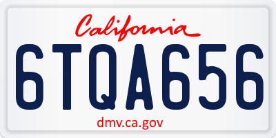 CA license plate 6TQA656