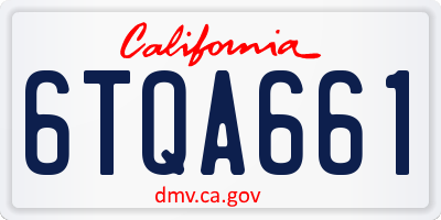 CA license plate 6TQA661