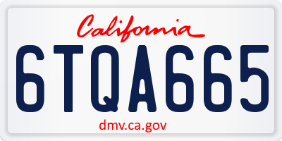 CA license plate 6TQA665