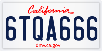 CA license plate 6TQA666