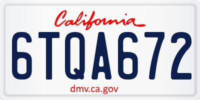 CA license plate 6TQA672