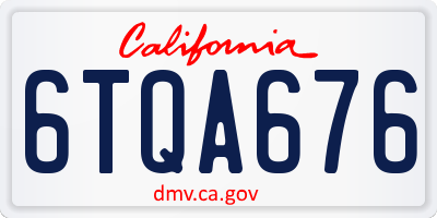CA license plate 6TQA676