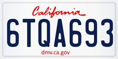 CA license plate 6TQA693