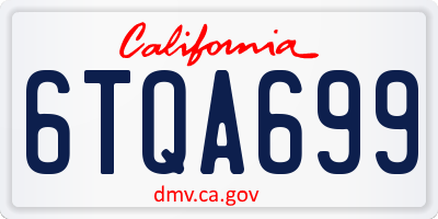 CA license plate 6TQA699