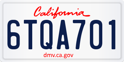 CA license plate 6TQA701