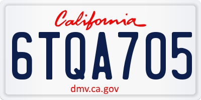 CA license plate 6TQA705