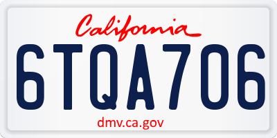 CA license plate 6TQA706