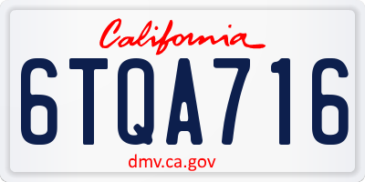 CA license plate 6TQA716
