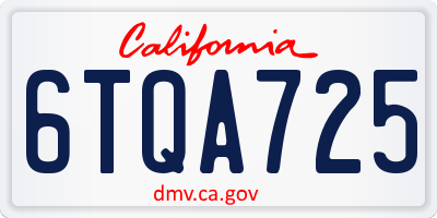 CA license plate 6TQA725
