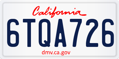 CA license plate 6TQA726