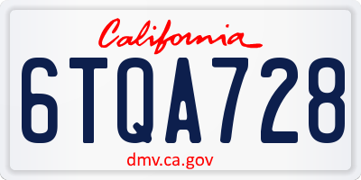 CA license plate 6TQA728
