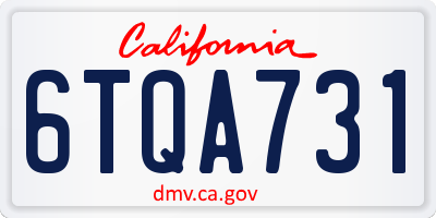 CA license plate 6TQA731
