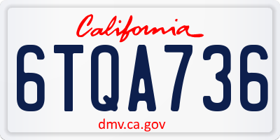 CA license plate 6TQA736