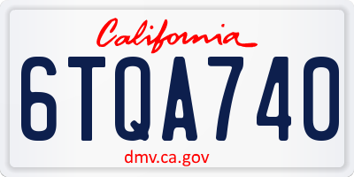 CA license plate 6TQA740