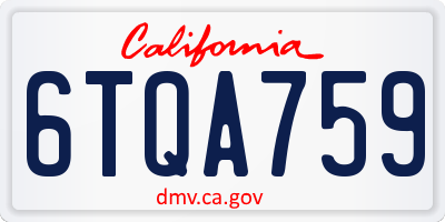 CA license plate 6TQA759