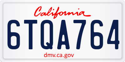 CA license plate 6TQA764