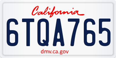 CA license plate 6TQA765