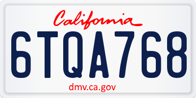 CA license plate 6TQA768