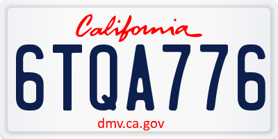 CA license plate 6TQA776
