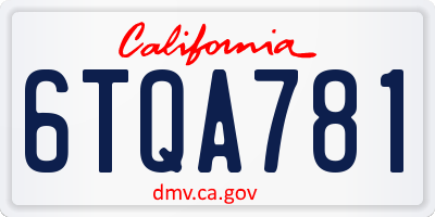 CA license plate 6TQA781