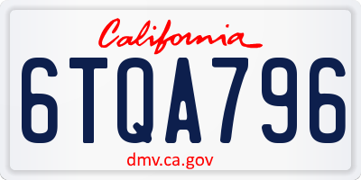 CA license plate 6TQA796