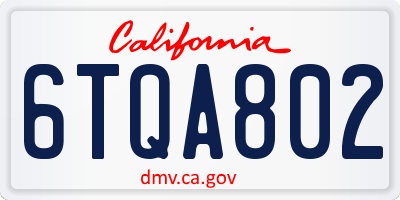 CA license plate 6TQA802