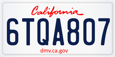 CA license plate 6TQA807