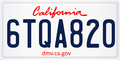 CA license plate 6TQA820