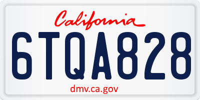 CA license plate 6TQA828