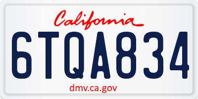 CA license plate 6TQA834