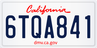 CA license plate 6TQA841