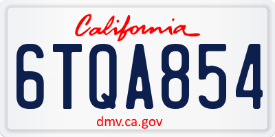 CA license plate 6TQA854